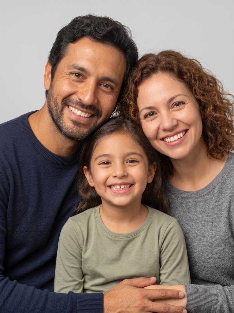 Familia feliz después del dentista
